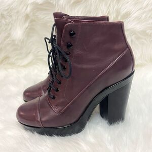 Aldo | Eggplant Platform Heeled Ankle Boots | 8.5  A17